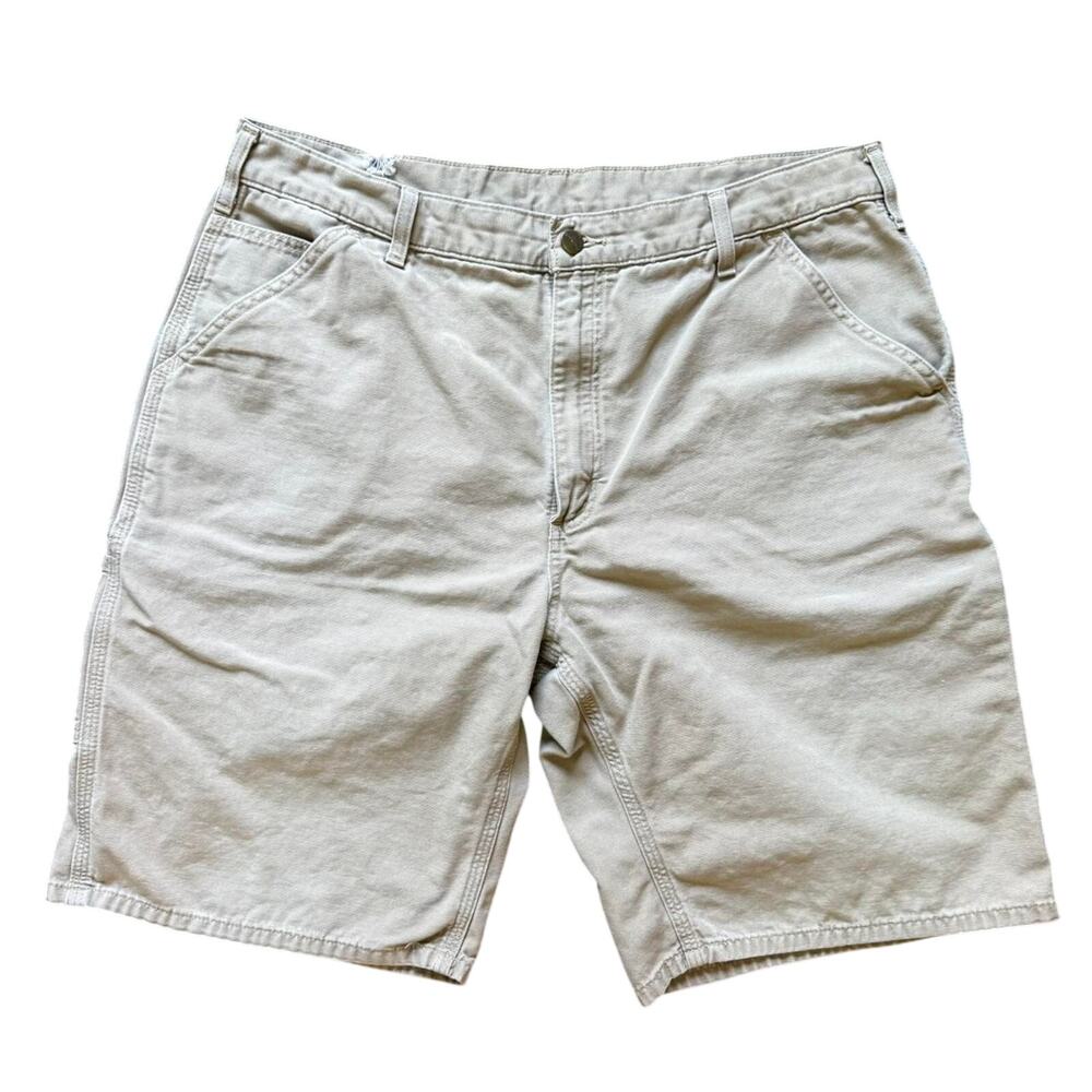 Carhartt Canvas Cargo Shorts Beige Men’s Relaxed Fit Workwear 38